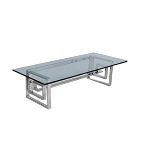 Sophisticated Metal Coffee <b>Table</b> With Glass <b>Top</b> Premium Look Ideal For High End Living Room Interiors - Product Image 5