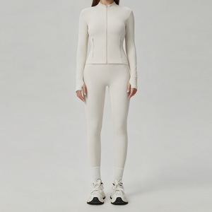 Women's White 2 Piece Yoga Set High Waist Seamless <b>Leggings</b> With Ruched Butt Scrunch <b>And</b> Cut Out Back <b>Top</b> Short Sleeve - Product Image 2
