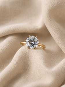Anillo de Compromiso Solitario con Halo Oculto y Diamante Cultivado en Laboratorio de Corte Brillante Redondo de 2 Quilates, Oro Sólido, Joyería Fina, Certificado IGI, Color E - Product Image 4