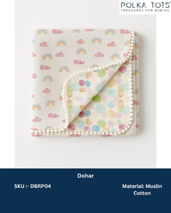 Baby dohar muslin cotton soft lightweight breathable blanket reversible newborn infant quilt summer <b>comfort</b> sleep cover - Product Image 3