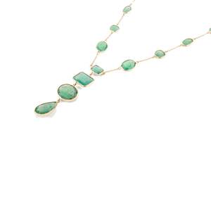 สร้อยคอประดับลูกปัดรูปตัว Y ประดับพลอยมรกตทองคำแท้ 18K - Product Image 5