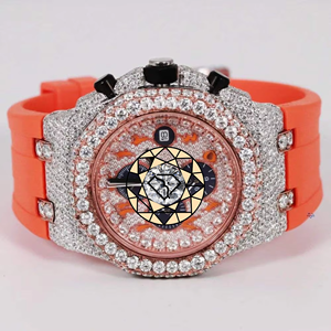 Reloj de Pulsera de Lujo con Diamantes Naturales, Bisel Redondo, Automático, con Diamantes Incrustados, Diseño Personalizado de Fábrica - Product Image 1