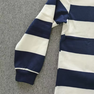 เสื้อโปโลถักแขนยาวผู้ชาย ลายทางสไตล์รักบี้ ผ้าฝ้าย 80% โพลีเอสเตอร์ 20% มีสินค้าในสต็อก เสื้อโปโลลำลองติดกระดุม - Product Image 6