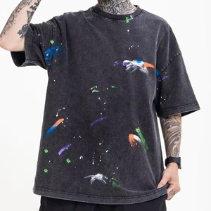 Camiseta de Moda con Logotipo Personalizado, Lavado Ácido, 100% Algodón, Unisex, Transpirable, Talla Grande, Estilo Vintage para Hombre - Product Image 2