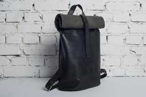 Distressed Leather <b>Roll</b> Top <b>Backpack</b> Vintage Look Multi Functional Rucksack For Bulk Buyers LTBP-0222 - Product Image 2