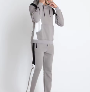 Conjunto de chándal con capucha y bloques de color para hombre, sudadera deportiva ajustada y pantalones deportivos, conjunto de ropa deportiva de 2 piezas para gimnasio - Product Image 2