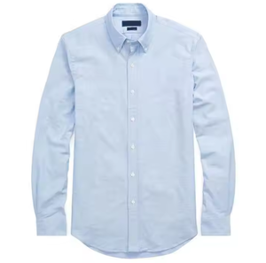 Camisa de Vestir para Hombre, Color Gris Claro, 100% Algodón Popelina, Manga Larga, Cuello con Botones, Color Sólido, Formal, Transpirable, para Primavera, Disponible en Stock - Product Image 5