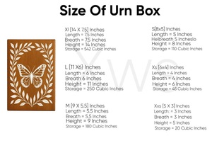 Caja de madera rústica con mariposa grabada, urna de recuerdo para cenizas humanas, tamaño mediano 9x5.5. - Product Image 4