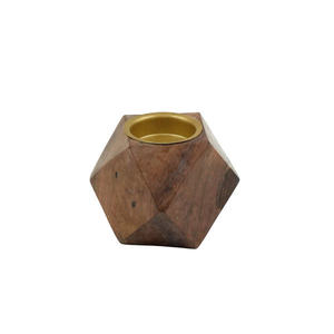 Brûleur d'encens géométrique en bois de santal fait main avec intérieur doré, diffuseur aromatique pour une utilisation toute l'année - Product Image 1