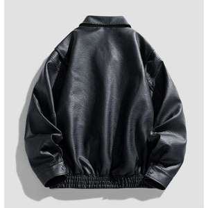 Veste en cuir coupe-vent décontractée, design personnalisé, veste en cuir pour moto, fermeture éclair - Product Image 2