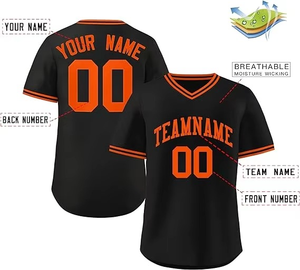 High Quality <b>Baseball</b> Jersey 100%Polyester Breathable V Neck Short Sleeve Sports Shirt Lightweight Practice Club Team Jersey - Product Image 4