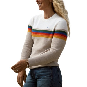 Pull en tricot 100 % coton de haute qualité pour femme, motif rayé décontracté pour l'hiver, disponible en OEM, anti-rétrécissement, respirant - Product Image 4