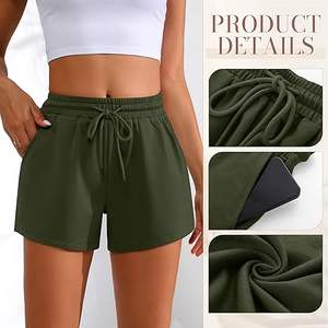 Lot de 3 shorts de sport pour femmes, confortables, décontractés, avec cordon de serrage, taille haute, shorts de sport d'été avec poche - Product Image 5