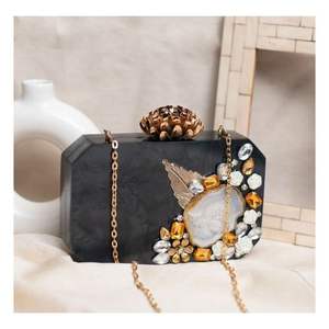 Bolso de Mano de Resina de Cristal de Lujo Hecho a Mano para Mujer, Elegante Accesorio de Moda para Fiestas Nocturnas - Product Image 5