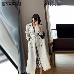 Custom Windbreaker Jackets Women's Spring New High-end Atmosphere and Thin Mid-<b>length</b> Over-the-knee <b>Coat</b> - Product Image 1