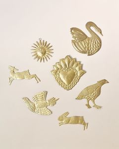Golden <b>Foil</b> Easter Egg and Bunny Ornaments with Ribbon Bows Traditional Handicraft Decorations - Product Image 2
