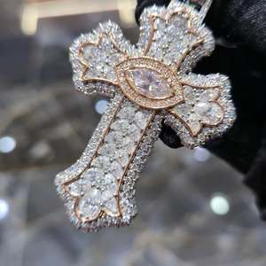 925 Sterling <b>Silver</b> Moissanite Christian Cross Pendant Rose Gold Plated Claw Set Unisex <b>Charm</b> Jewelry for Gift Party - Product Image 4