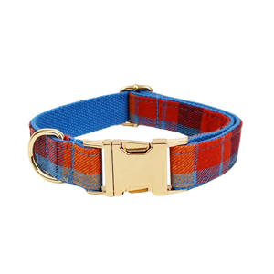 Conjunto de arnés y correas para perros con logotipo personalizado, conjunto de arnés de tela escocesa azul y roja para perros pequeños, medianos y grandes - Product Image 3