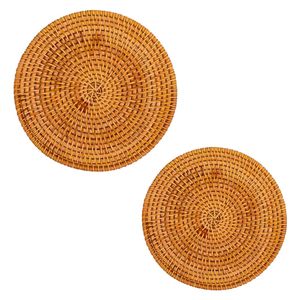 Tendance du moment : Sous-plat rond en rotin tressé, tapis décoratif en rotin fait main, à suspendre au mur et protège-table. - Product Image 1