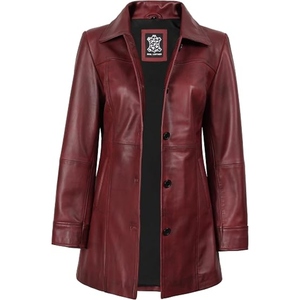 Women’s Full Length Genuine <b>Leather</b> <b>Coat</b> Premium Longline Trench Overcoat Classic Custom Wholesale Supplier - Product Image 1