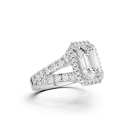 Anillo de Lujo Veer Diamond para Mujer, Oro, Corte Esmeralda, Piedra Lateral Sintética Cultivada en Laboratorio, Certificado IGI, Color E, Modelo V 16, Boda