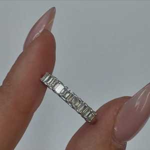 Wholesale 14k Gold Emerald Cut Lab Grown Diamond Half Eternity Band 0.75carat 9 Stone Stackable Wedding <b>Ring</b> Prong Manufacture - Product Image 6