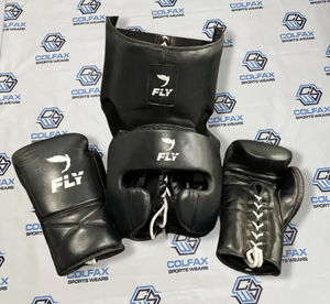 ชุดฝึกซ้อมมวย MMA เทควันโด Fly Super Lace Leather พร้อมนวม ป้องกันศีรษะ และอุปกรณ์ป้องกันอวัยวะเพศ ผลิตตามสั่ง - Product Image 1