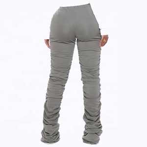 PIHA SPORTS Womens Mid Waist Fleece <b>Leggings</b> Sweatpants Casual Solid Color Split Hem <b>Flare</b> Pants Workout Active Drawstring Loose - Product Image 5