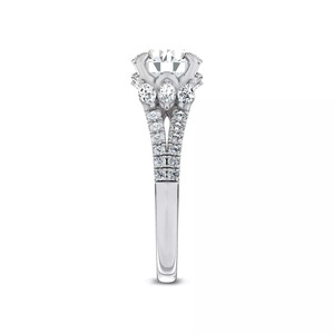 IGI Certified Round Lab Grown Diamond <b>Split</b> Shank <b>Ring</b> with Marquise and Round Side Diamonds 10K 14K 18K Gold 925 935 Silver - Product Image 4