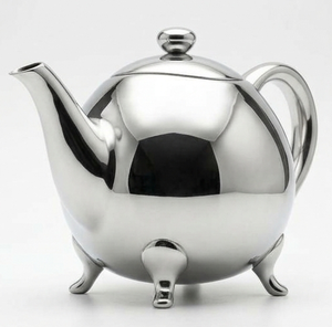 Théière en métal argenté moderne, ronde, avec couvercle et 3 pieds, pour le thé, le café, accessoires pour le thé - Product Image 3