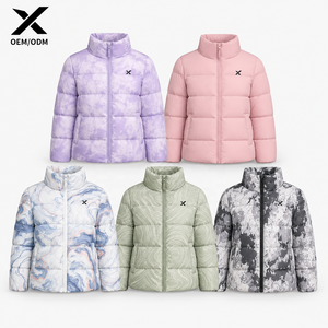 X Sports City Women's Sublimated & <b>Patterned</b> Puffer Stand Collar Winter <b>Quilted</b> <b>Jacket</b> High Quality Zipper Closure Solid Color - Product Image 1
