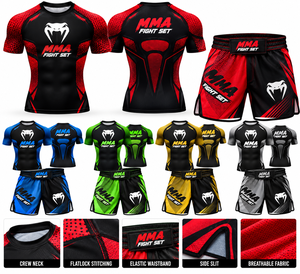Conjunto de Camiseta y Pantalones Rashguard de Secado Rápido Personalizados para Kickboxing, Jiu Jitsu, MMA, Boxeo, para Adultos, para Grappling, BJJ, Muay Thai - Product Image 3
