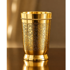 Nouvelles verreries élégantes en laiton avec motif en relief, écologiques, pour cuisine et table, verres à vin, jus, eau, shot, en gros - Product Image 5