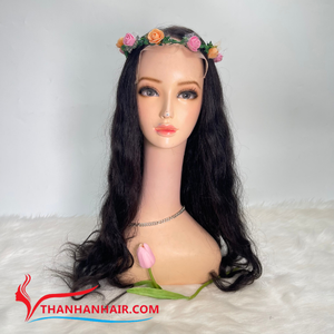 Perruques ondulées naturelles de couleur naturelle Extensions de cheveux raides en os humain 100% vierges Remy Style de luxe de Thanh An hair - Product Image 1