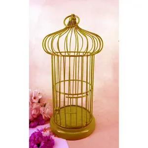 Atacado a granel metal ferro dourado gaiola de pássaro estilo americano por gaiolas para decoração do jardim feito à mão