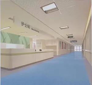 hospital vinyl homogeneous resilient roll flooring PUR protect maintenance treatment 2mm*2m*20m support for customization