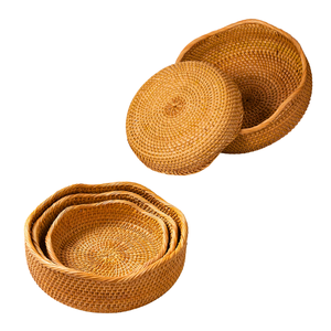 Premium Eco-friendly Handmade Wicker <b>BREAD</b> RATTAN <b>BASKET</b> / TRAY with Scallop Edge Handmade <b>Basket</b> Supplier - Product Image 1