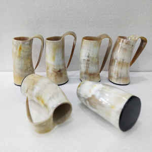 แก้วน้ำสไตล์ไวกิ้งพรีเมียม ทำจากเขาควายสีขาวขัดเงาจากแอฟริกาใต้ ราคาถูก - Product Image 5