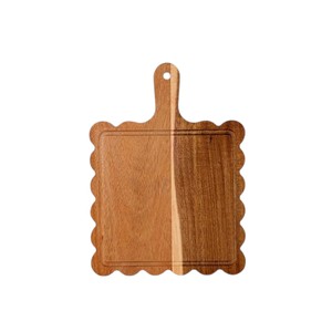 Planche à découper en bois d'acacia rectangulaire à logo personnalisé, avec poignée et rainure pour les jus, ustensiles de cuisine - Product Image 1