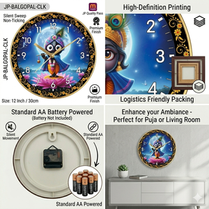 Reloj de Pared Personalizado con Diseño de Bebé Krishna, Decoración Espiritual Moderna para el Hogar, Regalo para el Día de la Madre y Graduación - Product Image 2