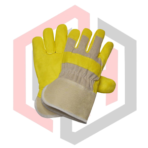 Gants de travail en cuir jaune beige respirants, antistatiques, anti-choc, anti-coupure, anti-chaleur, avec manchette de sécurité, résistants au feu - Product Image 1