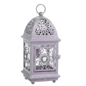 Farol de Hierro Blanco con Paneles de Vidrio y Portavelas para Decoración del Hogar - Product Image 4