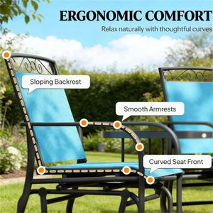 Set da Giardino con Sedia a Dondolo Blu e Tavolino, 2 Sedie per Uso in Terrazza - Product Image 3