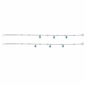 925 Sterling Silver Blue Eye Beaded Chain <b>Anklet</b> for Women High Polish Minimalist Lucky Charm Daily Wear Party Gift Jewelry - Product Image 5