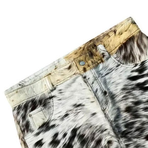 Latest Top Quality <b>Men</b> Cow <b>Hair</b> Leather <b>Men</b> Shorts Amazing Design With Side Pockets Cowhide Customized Shorts - Product Image 4
