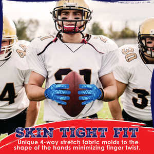 Gants de football américain personnalisés, à doigts complets, légers, avec grip, pour receveur, sangle de poignet réglable, unisexe, bleus, sports d'hiver SPORTS - Product Image 5