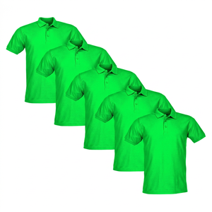 เสื้อโปโลแขนสั้นสีดำสำหรับผู้ชาย ทรงปกติ ผ้าถัก สีพื้น สไตล์ลำลอง ดีไซน์ติดกระดุม - Product Image 4
