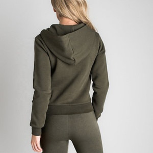 ชุดวอร์มผ้าฝ้าย100% พรีเมี่ยมสำหรับผู้หญิงมีฮู้ดและกางเกงขาสั้นชุดสองชิ้นซิปมีกระเป๋าสองกระเป๋าใส่สบาย - Product Image 4