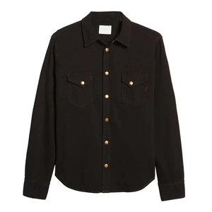 Best Selling Men's Casual <b>Denim</b> Shirt Breathable <b>Material</b> Comfortable Long Sleeve Plain Design Button OEM Service Available - Product Image 3