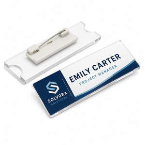 Custom Acrylic <b>Name</b> <b>Tags</b> Transparent Employee <b>Name</b> Badges with Logo Printing for Office Hotel Restaurant and Retail Staff - Product Image 3
